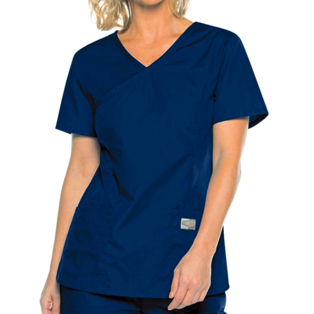 Navy V-Neck Wrap Scrub Top - Petite Plus, Size 4X